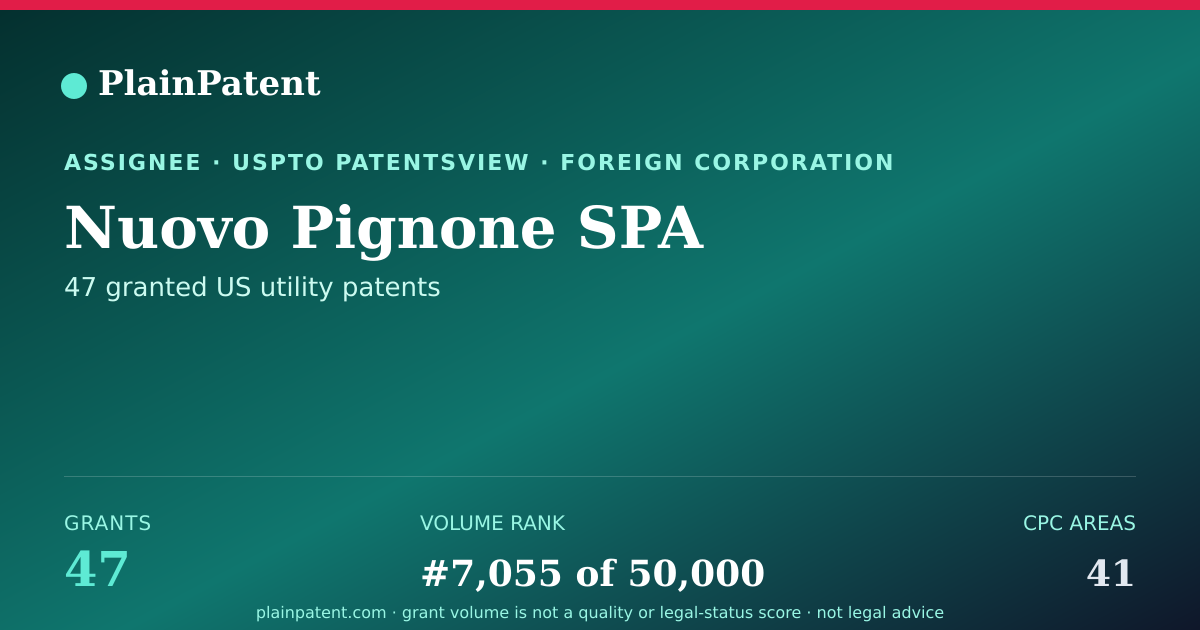 Shareable card for Nuovo Pignone SPA Patent Portfolio