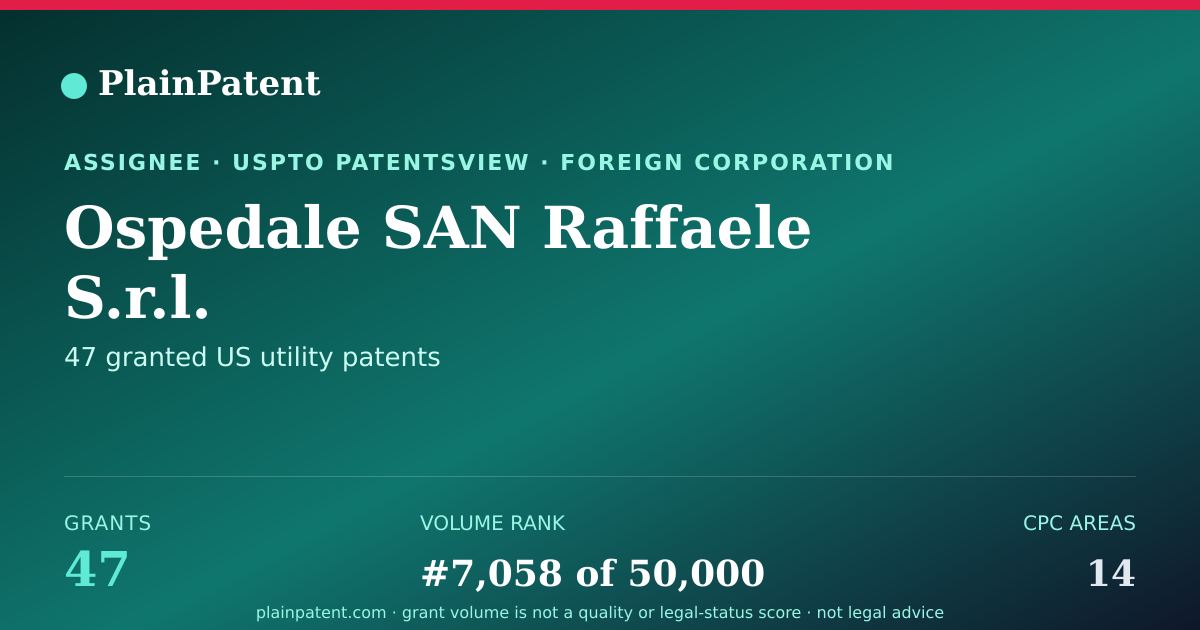 Shareable card for Ospedale SAN Raffaele S.r.l. Patent Portfolio