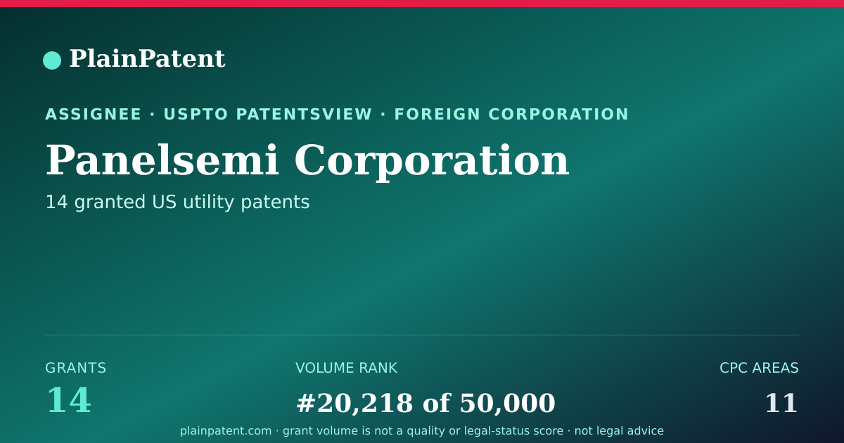 Shareable card for Panelsemi Corporation Patent Portfolio