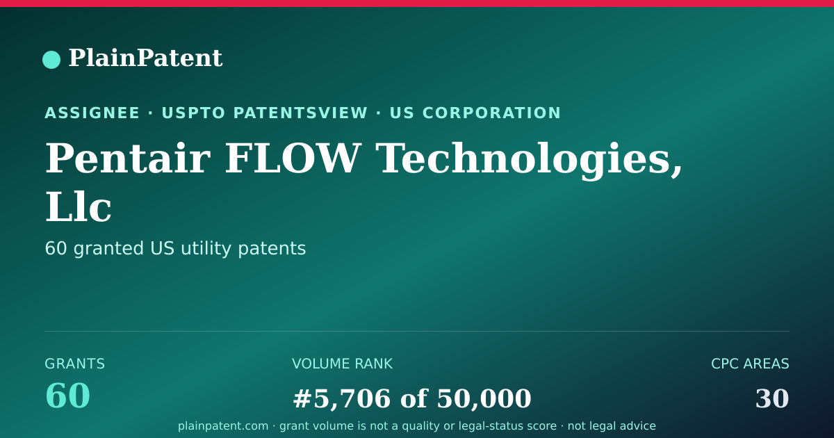 Shareable card for Pentair FLOW Technologies, Llc Patent Portfolio