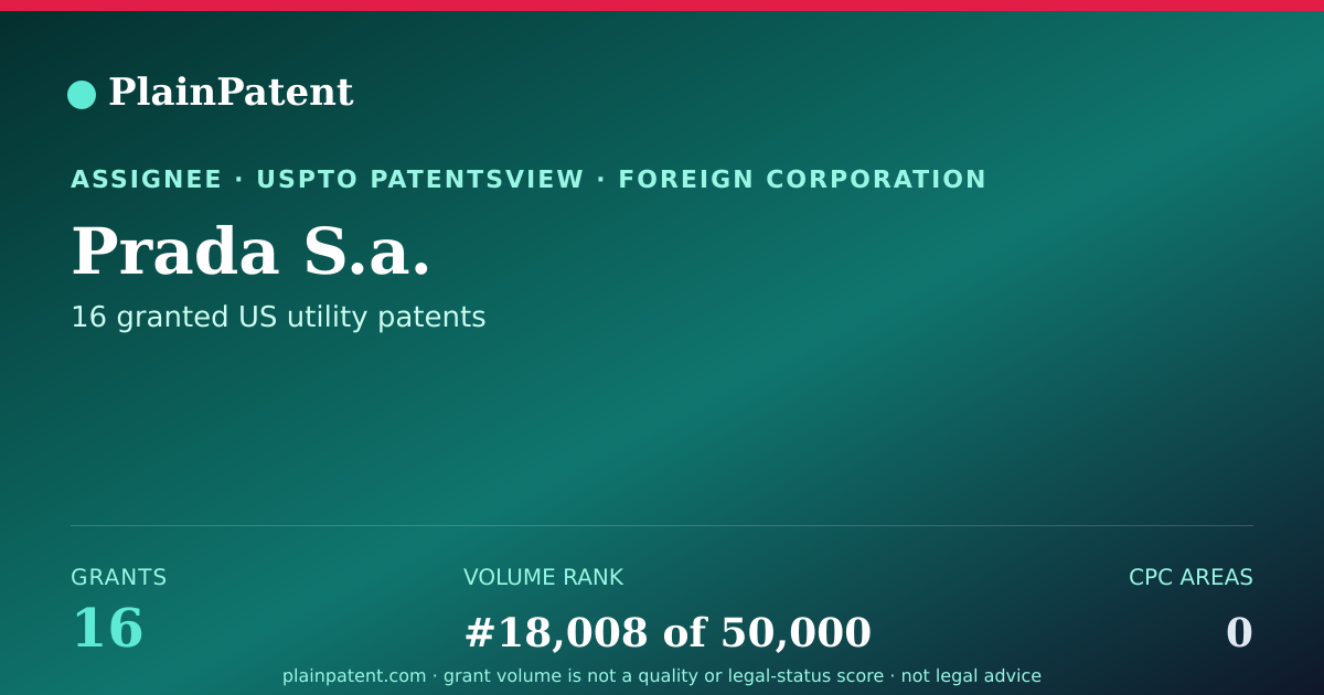 Shareable card for Prada S.a. Patent Portfolio