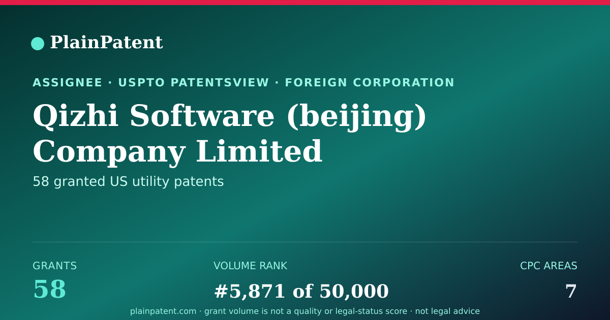 Shareable card for Qizhi Software (beijing) Company Limited Patent Portfolio