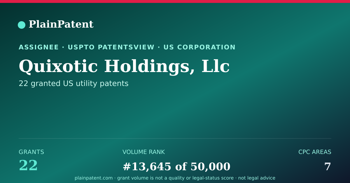 Shareable card for Quixotic Holdings, Llc Patent Portfolio