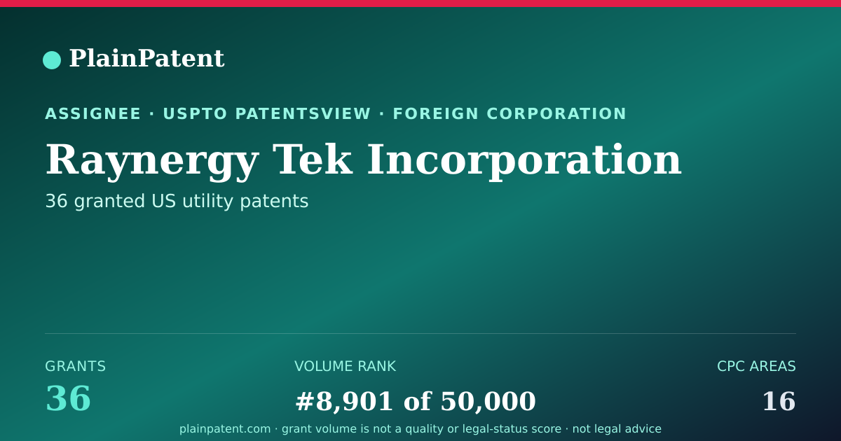 Shareable card for Raynergy Tek Incorporation Patent Portfolio