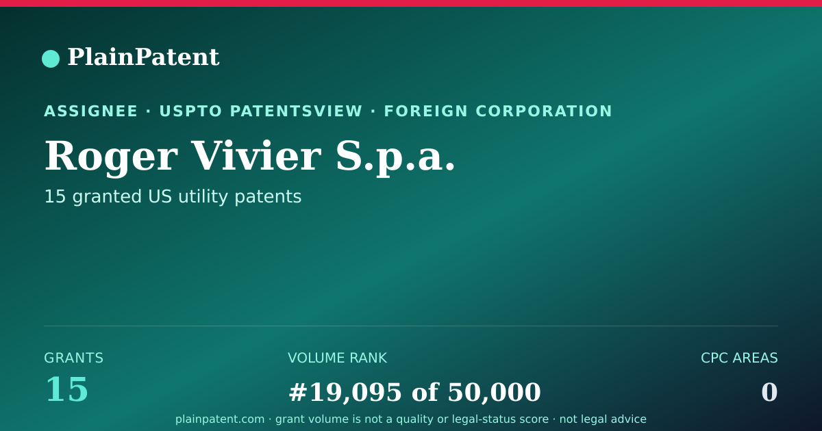 Shareable card for Roger Vivier S.p.a. Patent Portfolio