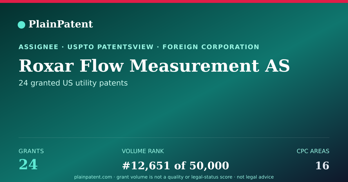 Shareable card for Roxar Flow Measurement AS Patent Portfolio