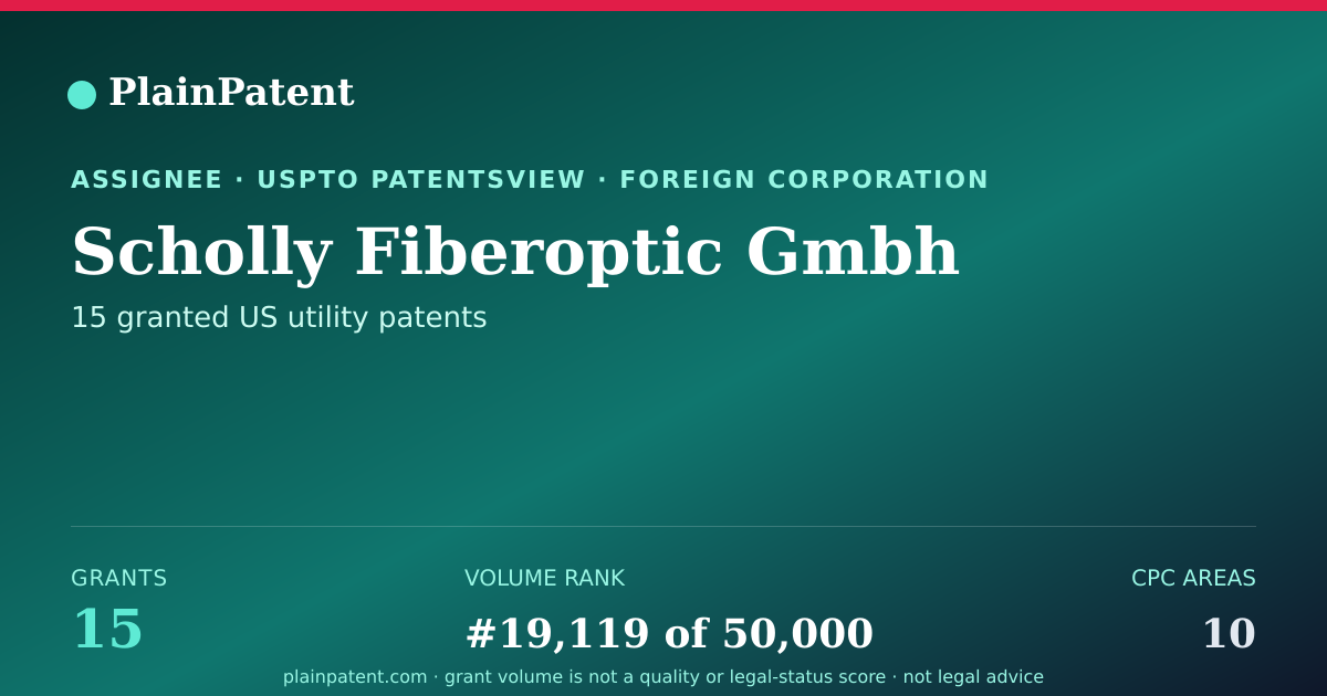 Shareable card for Scholly Fiberoptic Gmbh Patent Portfolio