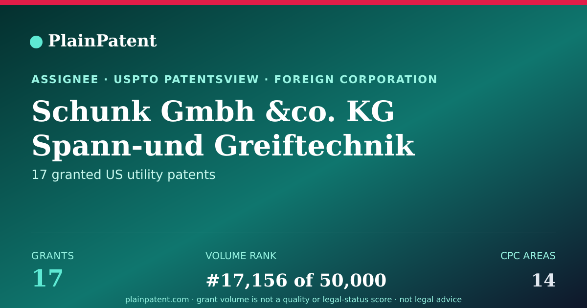 Shareable card for Schunk Gmbh &co. KG Spann-und Greiftechnik Patent Portfolio