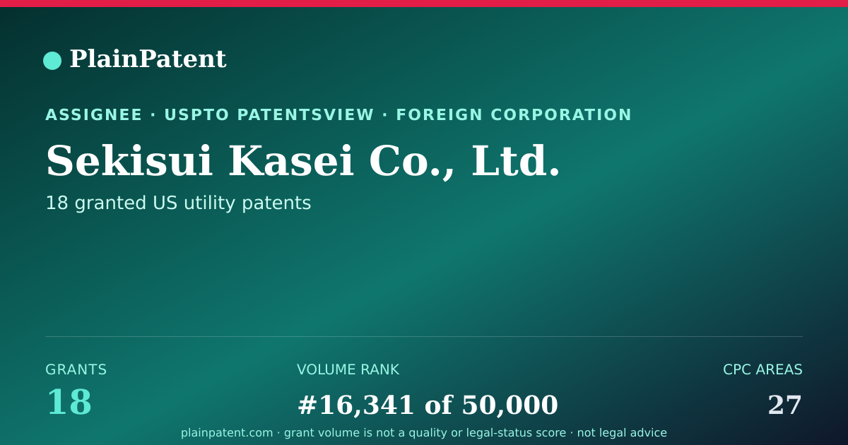 Shareable card for Sekisui Kasei Co., Ltd. Patent Portfolio