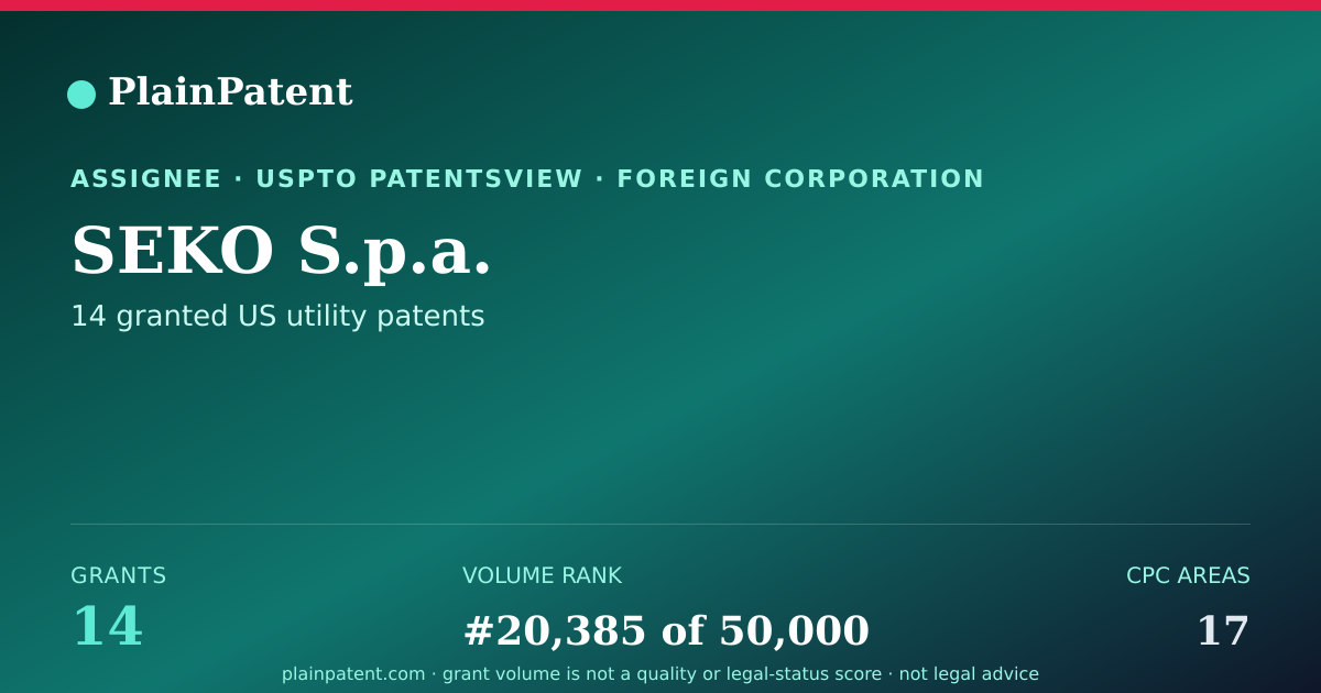 Shareable card for SEKO S.p.a. Patent Portfolio