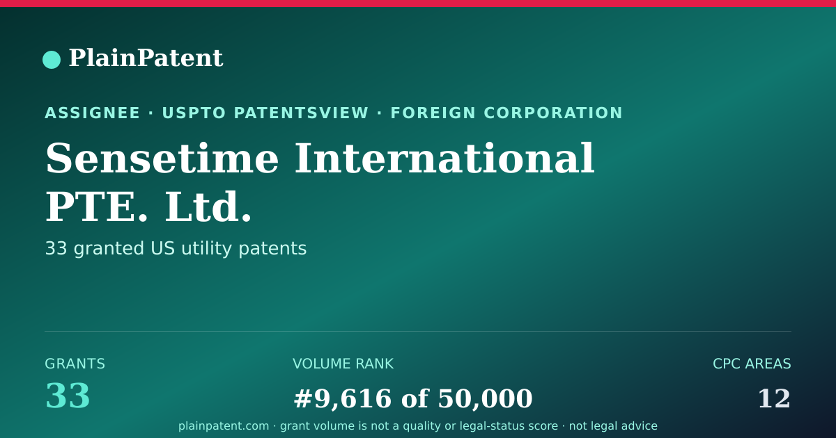 Shareable card for Sensetime International PTE. Ltd. Patent Portfolio