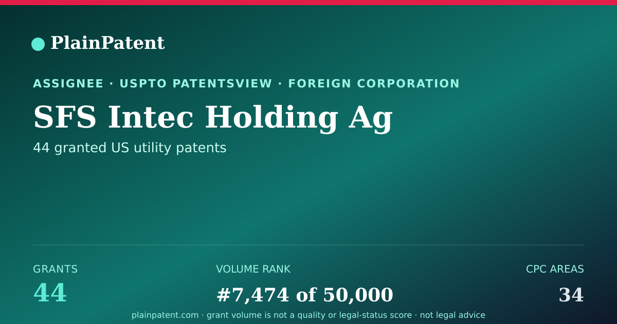 Shareable card for SFS Intec Holding Ag Patent Portfolio