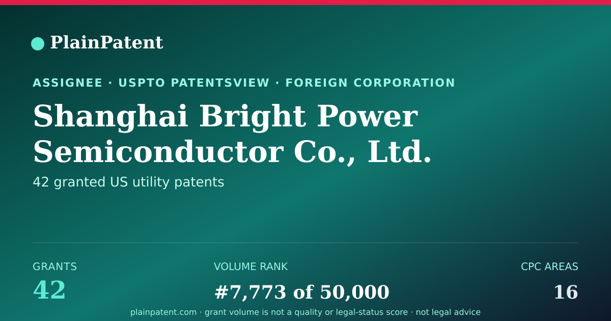 Shareable card for Shanghai Bright Power Semiconductor Co., Ltd. Patent Portfolio