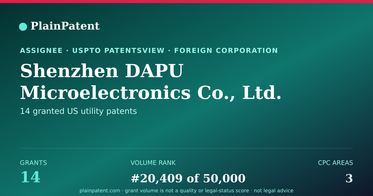 Shareable card for Shenzhen DAPU Microelectronics Co., Ltd. Patent Portfolio