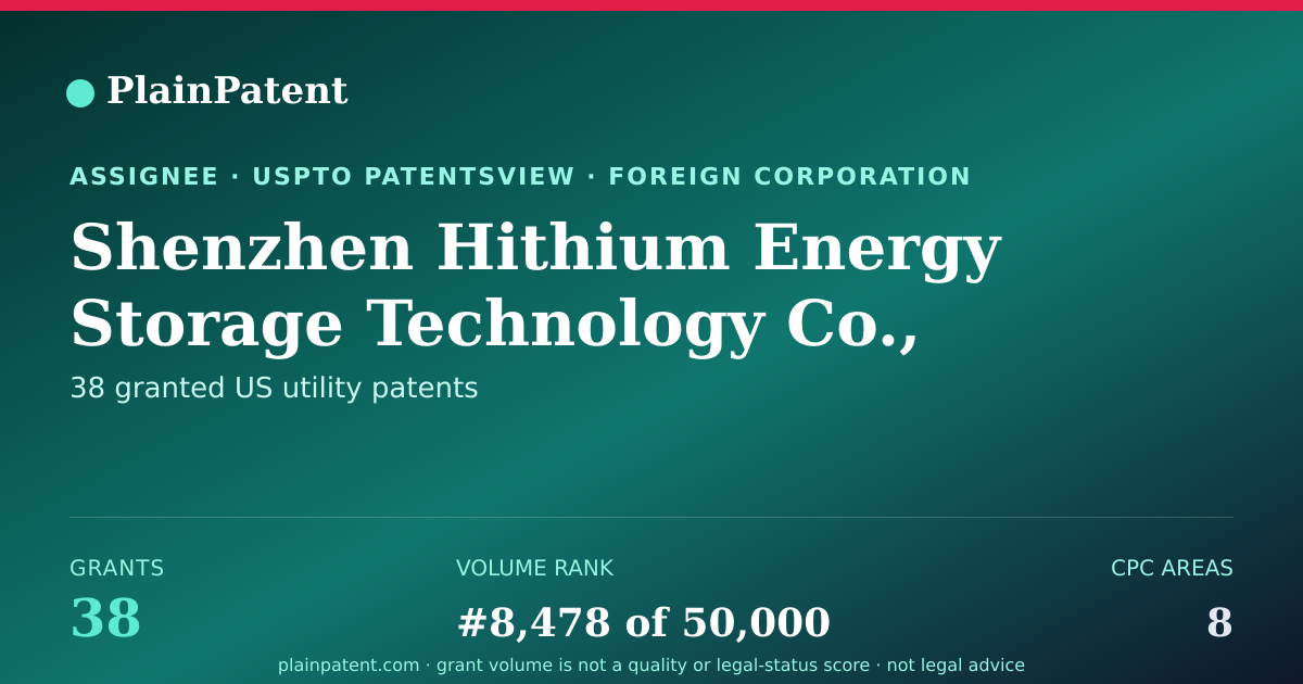 Shareable card for Shenzhen Hithium Energy Storage Technology Co., Ltd Patent Portfolio
