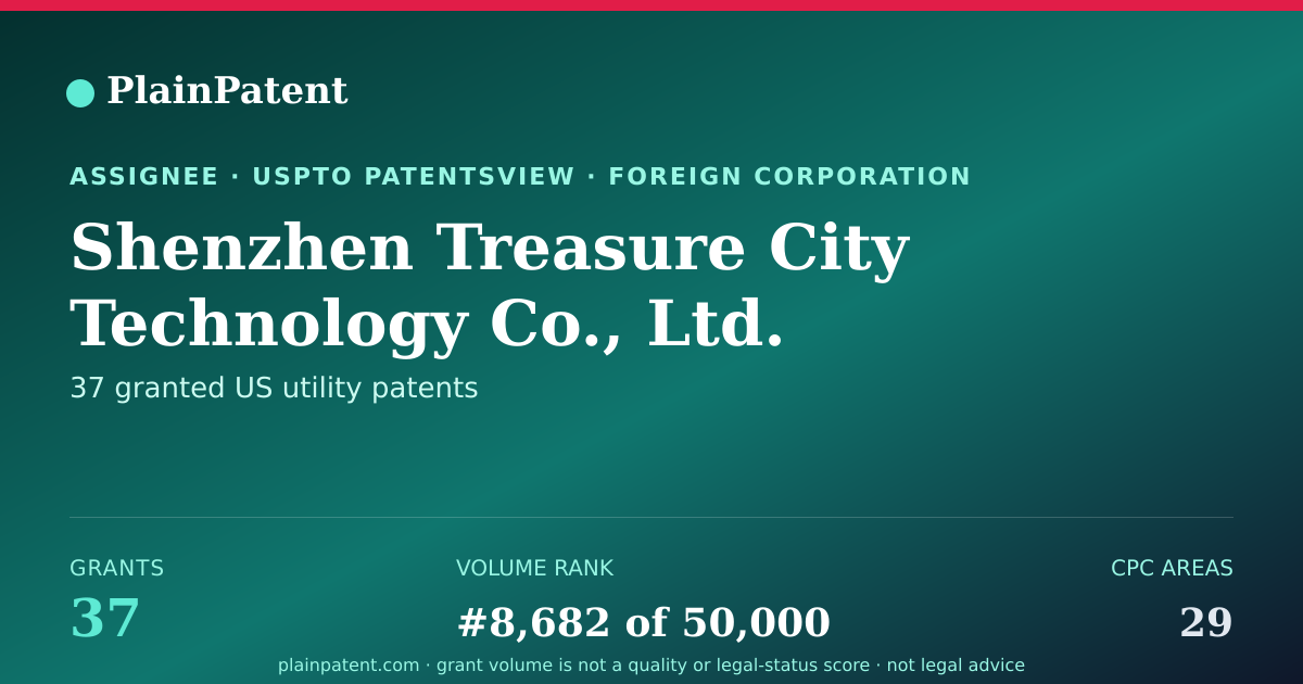 Shareable card for Shenzhen Treasure City Technology Co., Ltd. Patent Portfolio