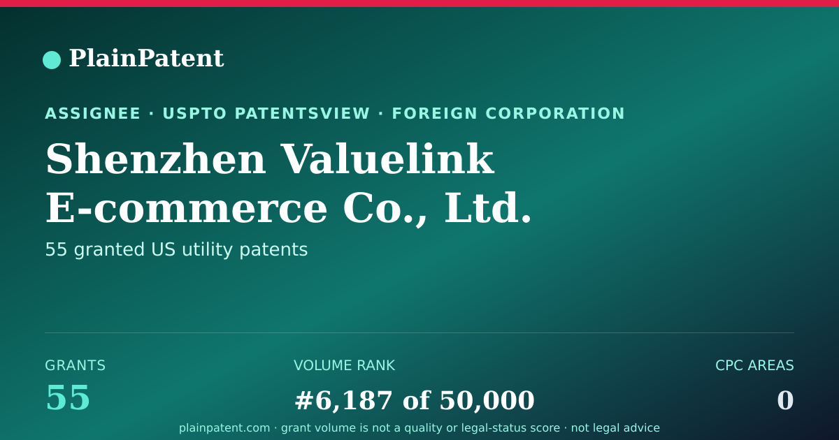 Shareable card for Shenzhen Valuelink E-commerce Co., Ltd. Patent Portfolio