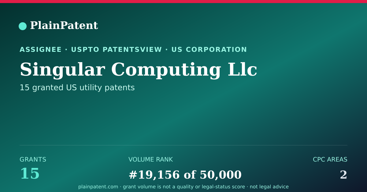 Shareable card for Singular Computing Llc Patent Portfolio