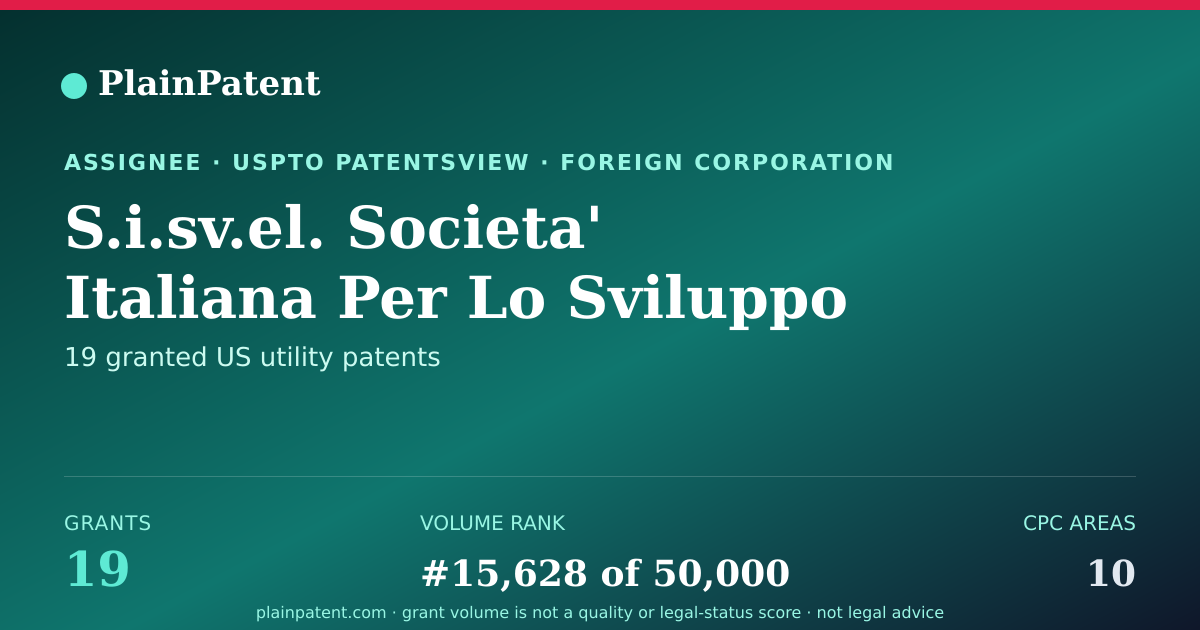 Shareable card for S.i.sv.el. Societa' Italiana Per Lo Sviluppo Dell' Elettronica S.p.a. Patent Portfolio