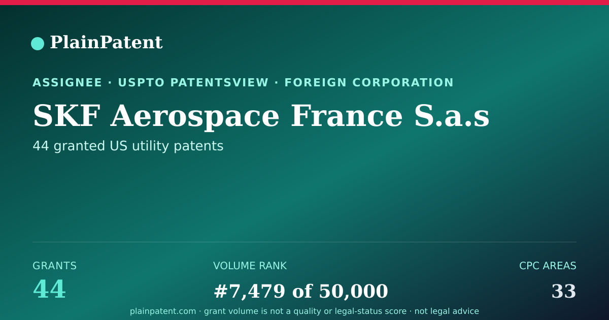 Shareable card for SKF Aerospace France S.a.s Patent Portfolio