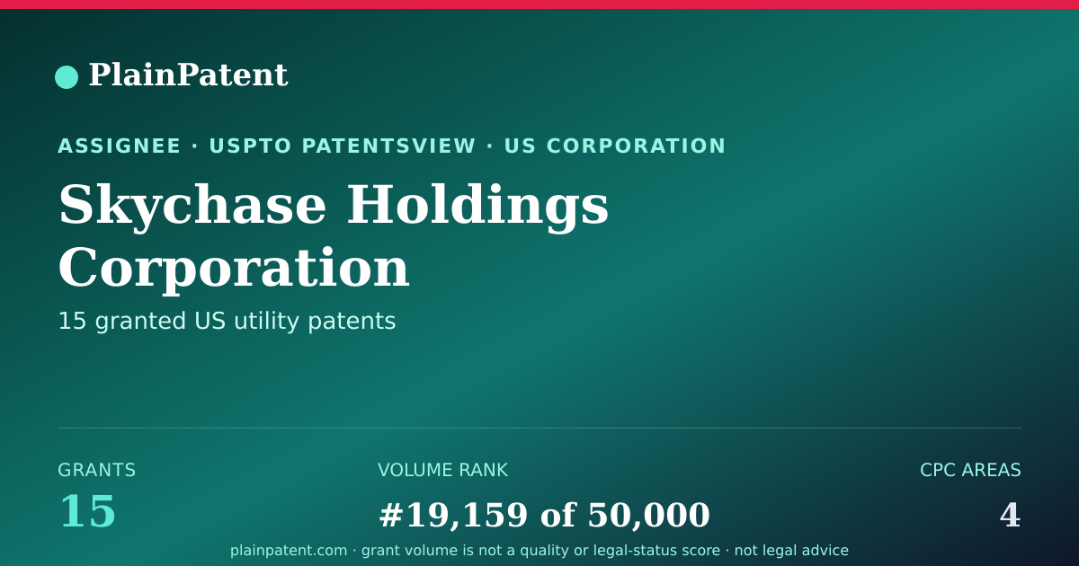 Shareable card for Skychase Holdings Corporation Patent Portfolio