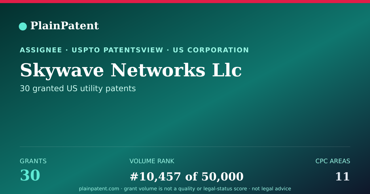 Shareable card for Skywave Networks Llc Patent Portfolio