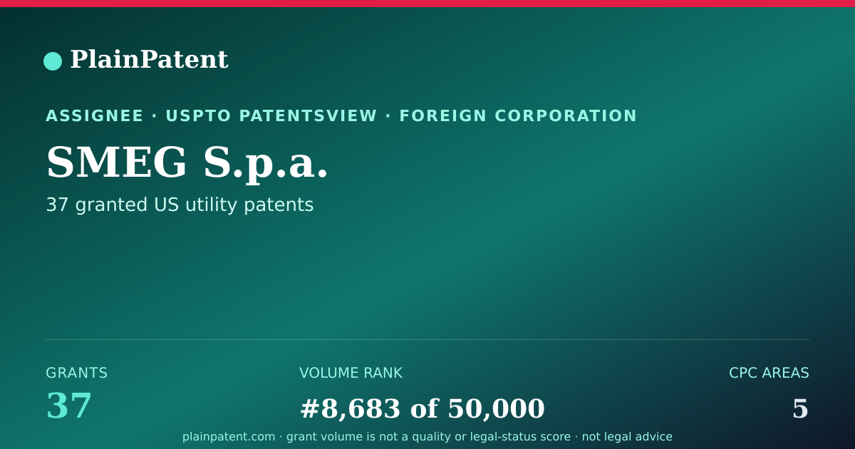 Shareable card for SMEG S.p.a. Patent Portfolio
