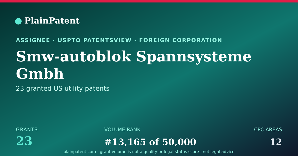 Shareable card for Smw-autoblok Spannsysteme Gmbh Patent Portfolio