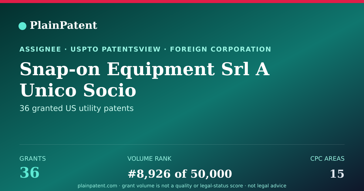 Shareable card for Snap-on Equipment Srl A Unico Socio Patent Portfolio