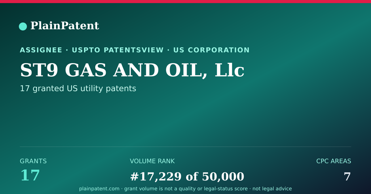 Shareable card for ST9 GAS AND OIL, Llc Patent Portfolio