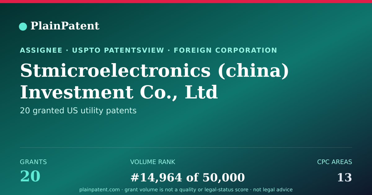 Shareable card for Stmicroelectronics (china) Investment Co., Ltd Patent Portfolio