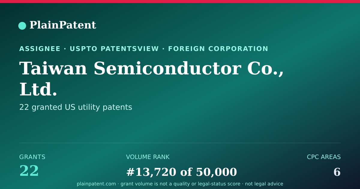 Shareable card for Taiwan Semiconductor Co., Ltd. Patent Portfolio