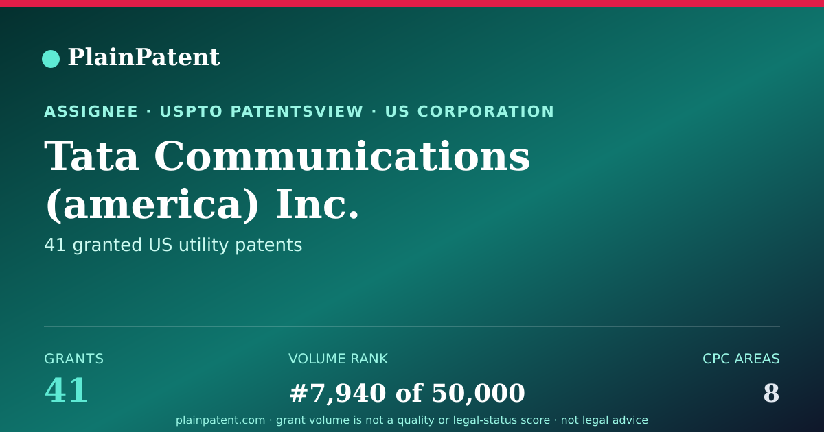Shareable card for Tata Communications (america) Inc. Patent Portfolio