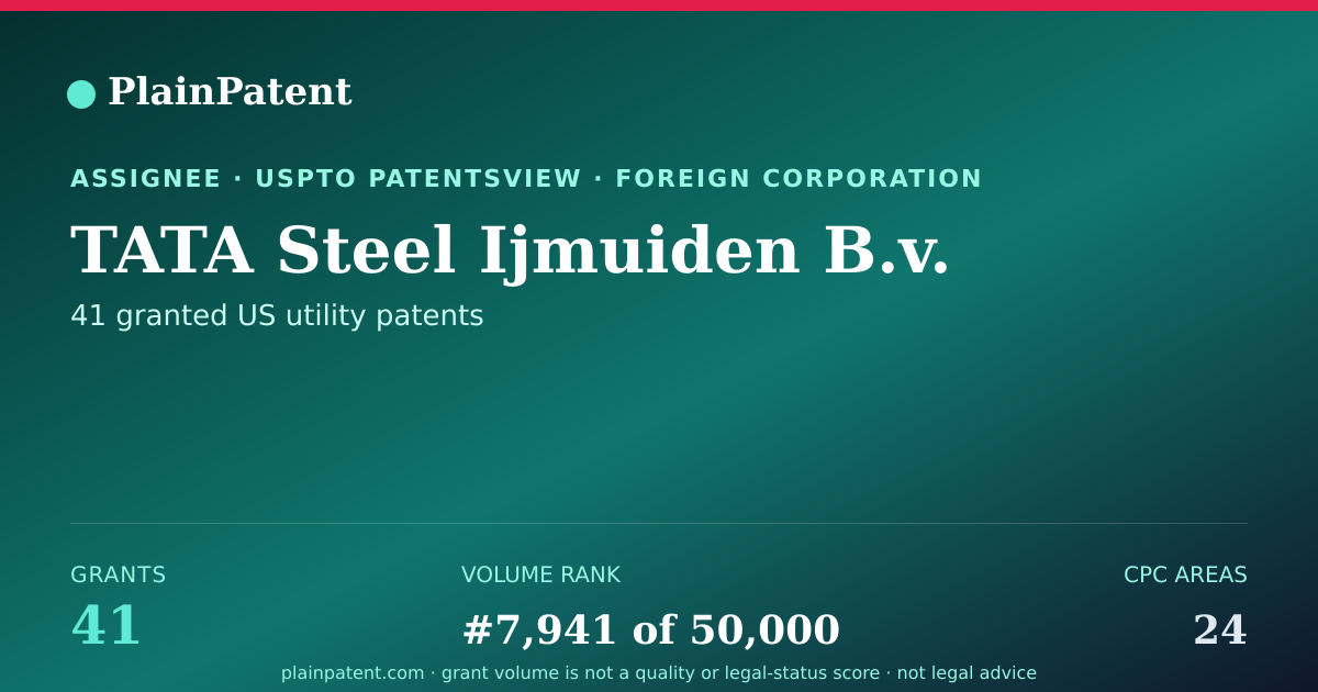 Shareable card for TATA Steel Ijmuiden B.v. Patent Portfolio