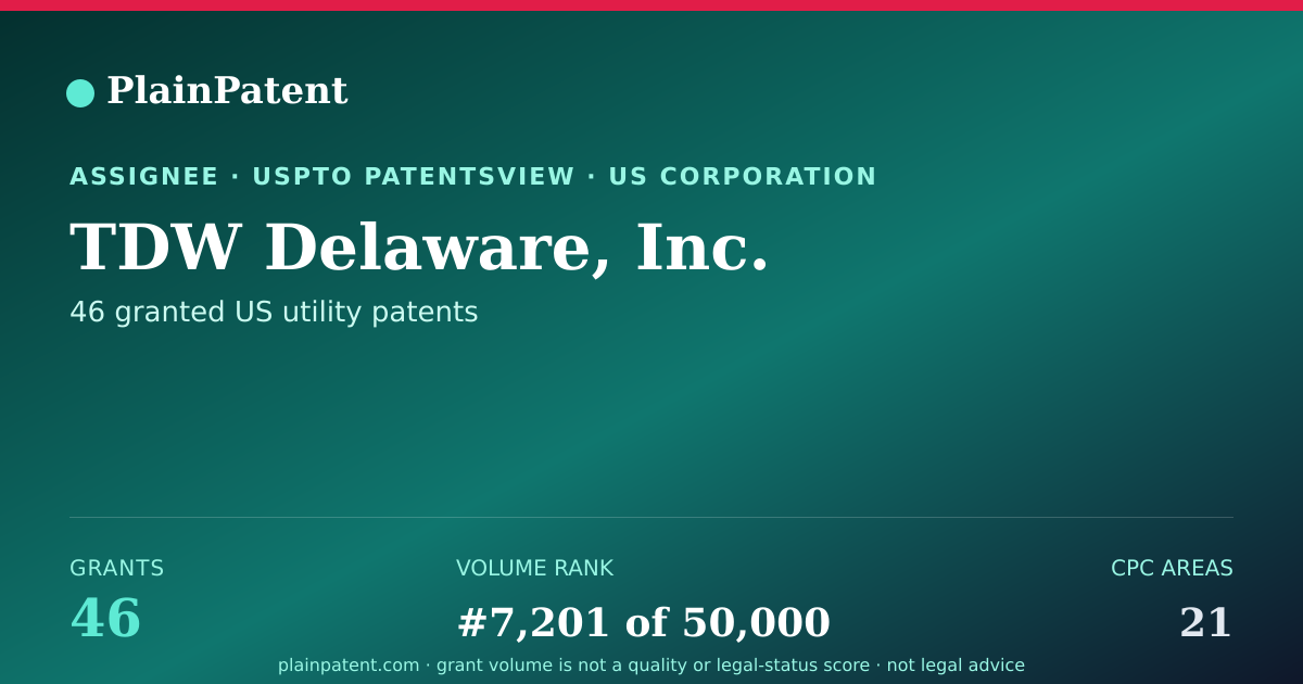 Shareable card for TDW Delaware, Inc. Patent Portfolio