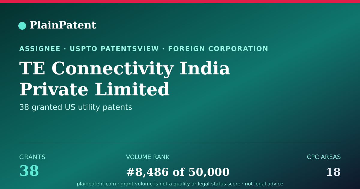 Shareable card for TE Connectivity India Private Limited Patent Portfolio