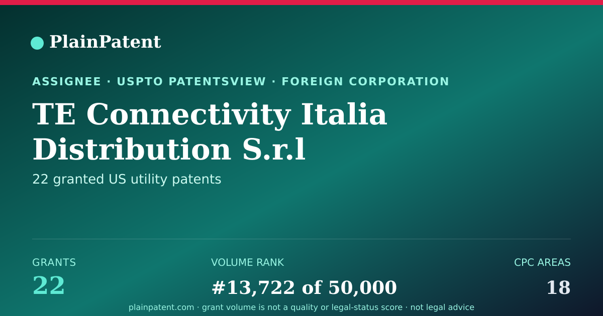Shareable card for TE Connectivity Italia Distribution S.r.l Patent Portfolio