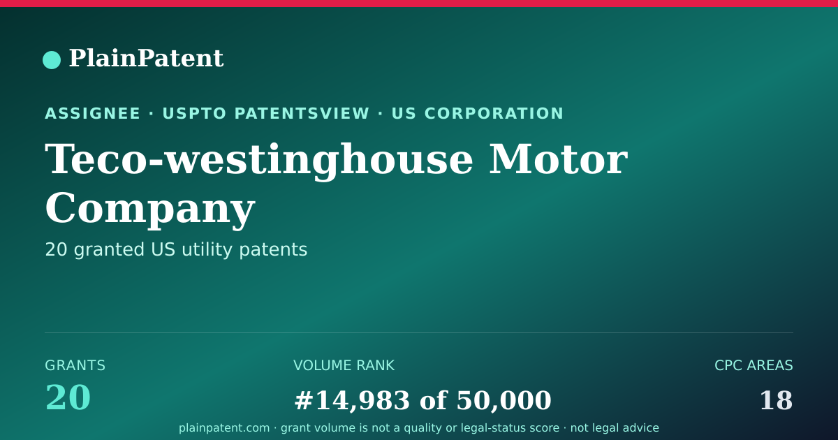 Shareable card for Teco-westinghouse Motor Company Patent Portfolio