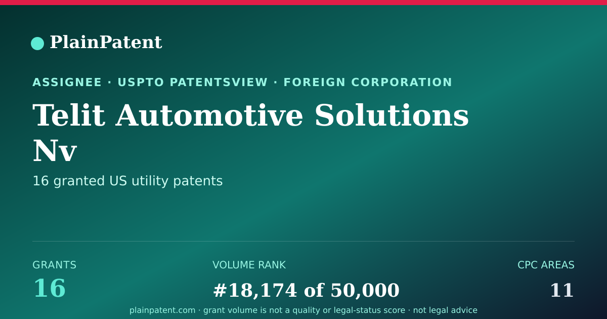 Shareable card for Telit Automotive Solutions Nv Patent Portfolio