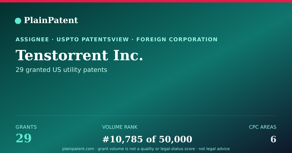 Shareable card for Tenstorrent Inc. Patent Portfolio