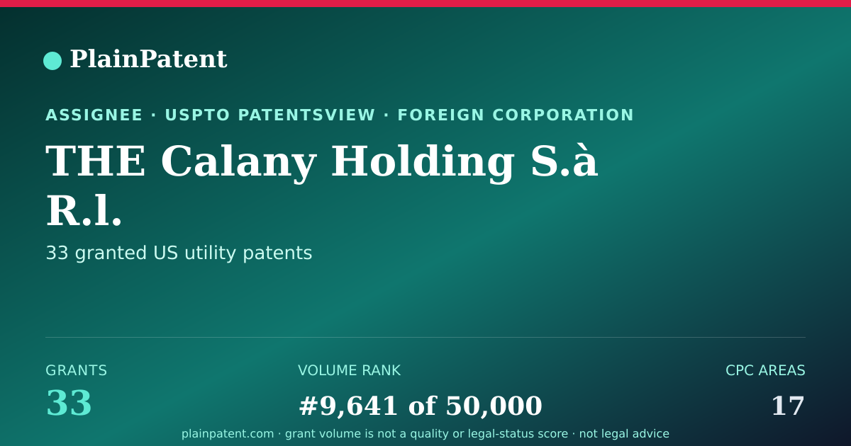 Shareable card for THE Calany Holding S.à R.l. Patent Portfolio