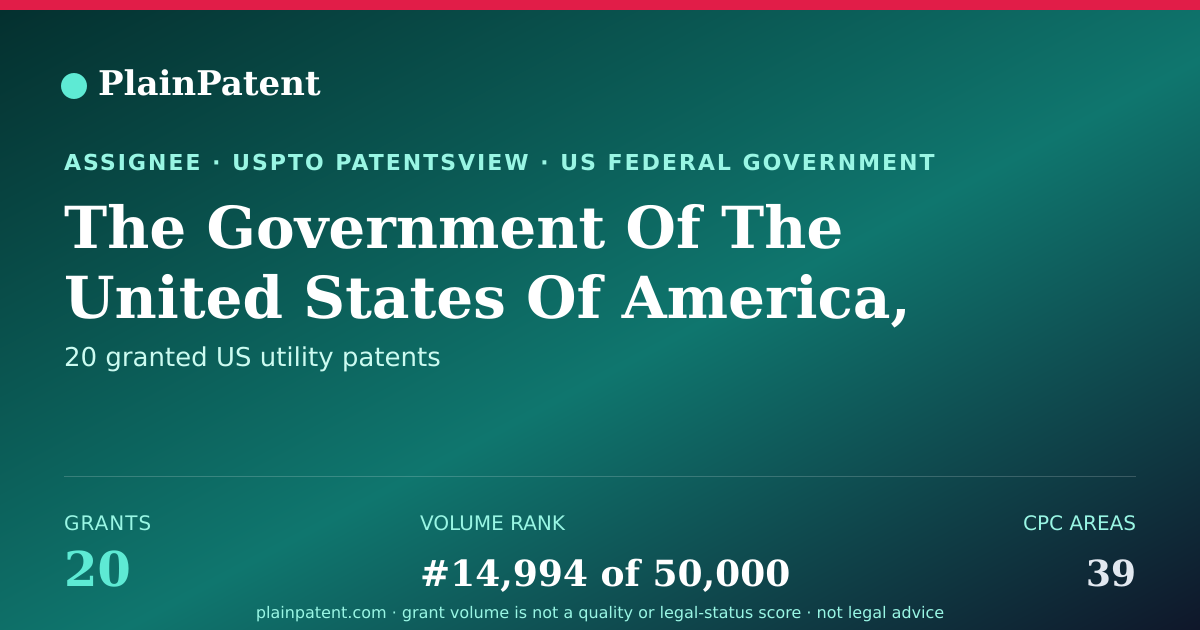 Shareable card for The Government Of The United States Of America, As Represent By The Secretary Of The Navy Patent Portfolio