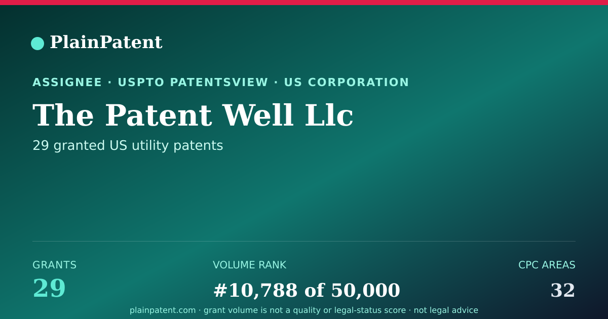 Shareable card for The Patent Well Llc Patent Portfolio