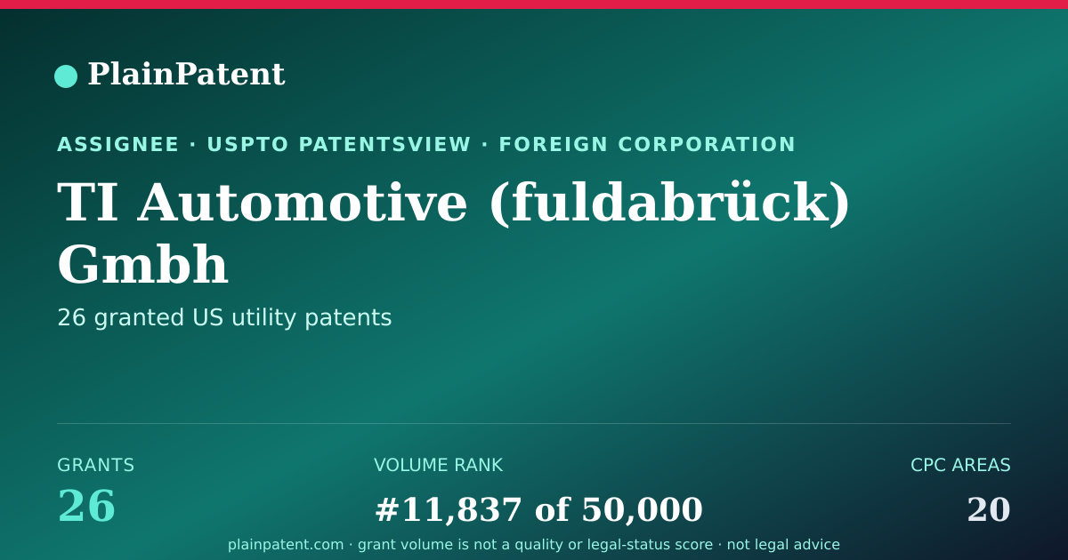 Shareable card for TI Automotive (fuldabrück) Gmbh Patent Portfolio