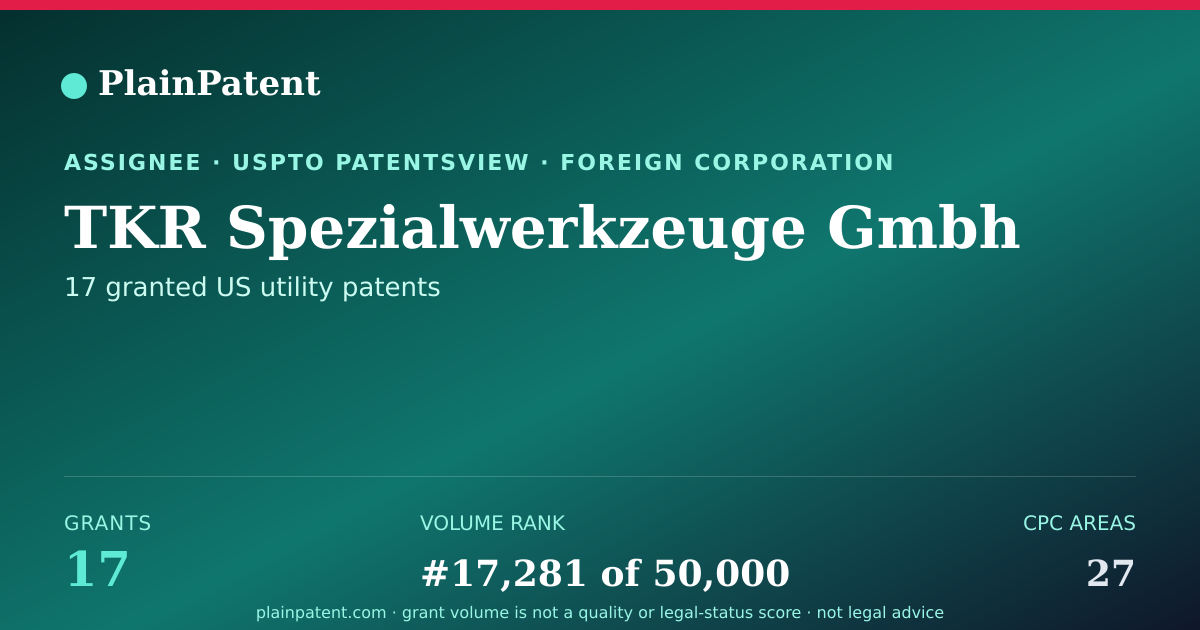 Shareable card for TKR Spezialwerkzeuge Gmbh Patent Portfolio