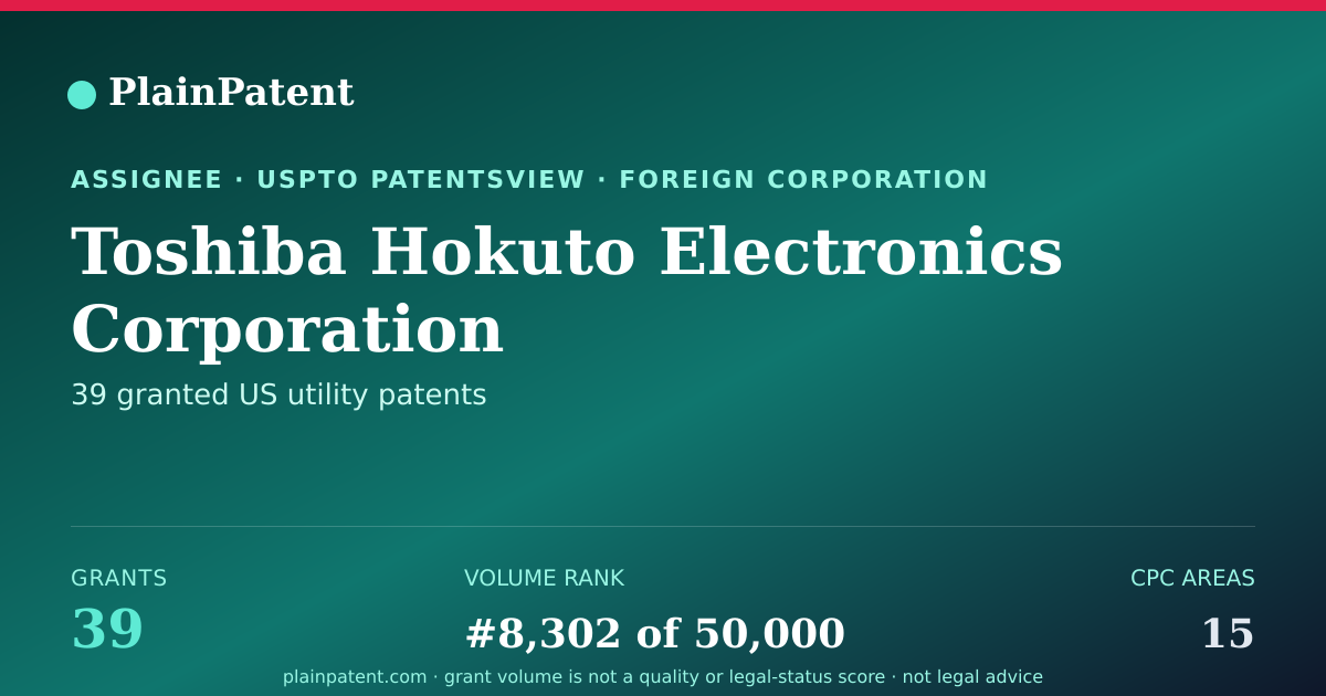 Shareable card for Toshiba Hokuto Electronics Corporation Patent Portfolio