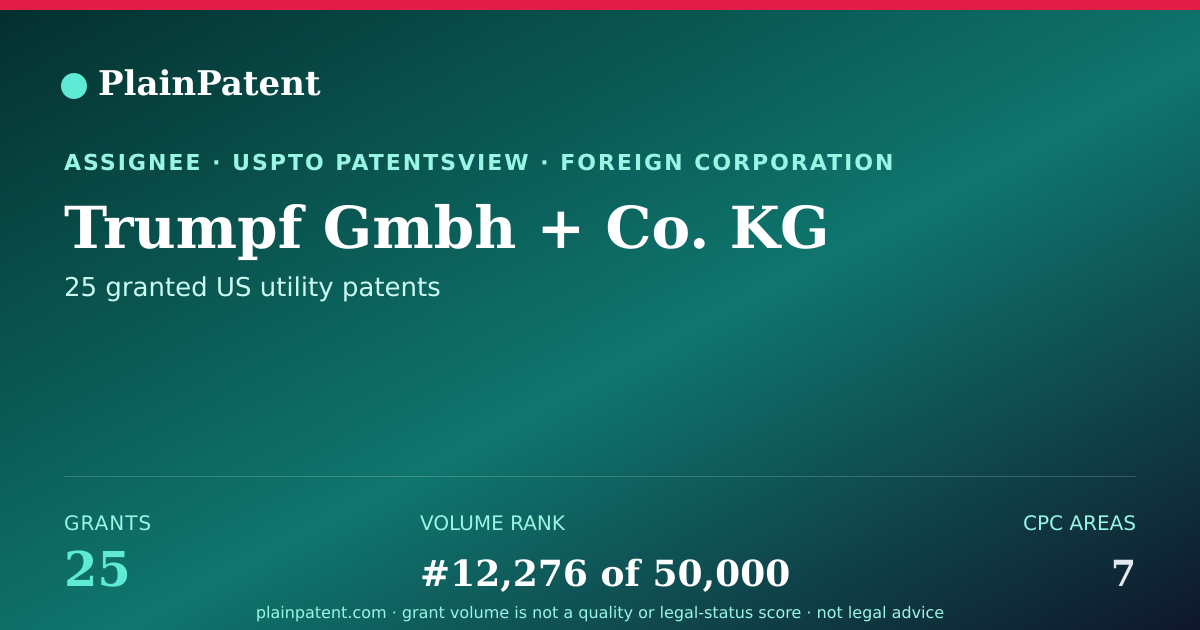 Shareable card for Trumpf Gmbh + Co. KG Patent Portfolio