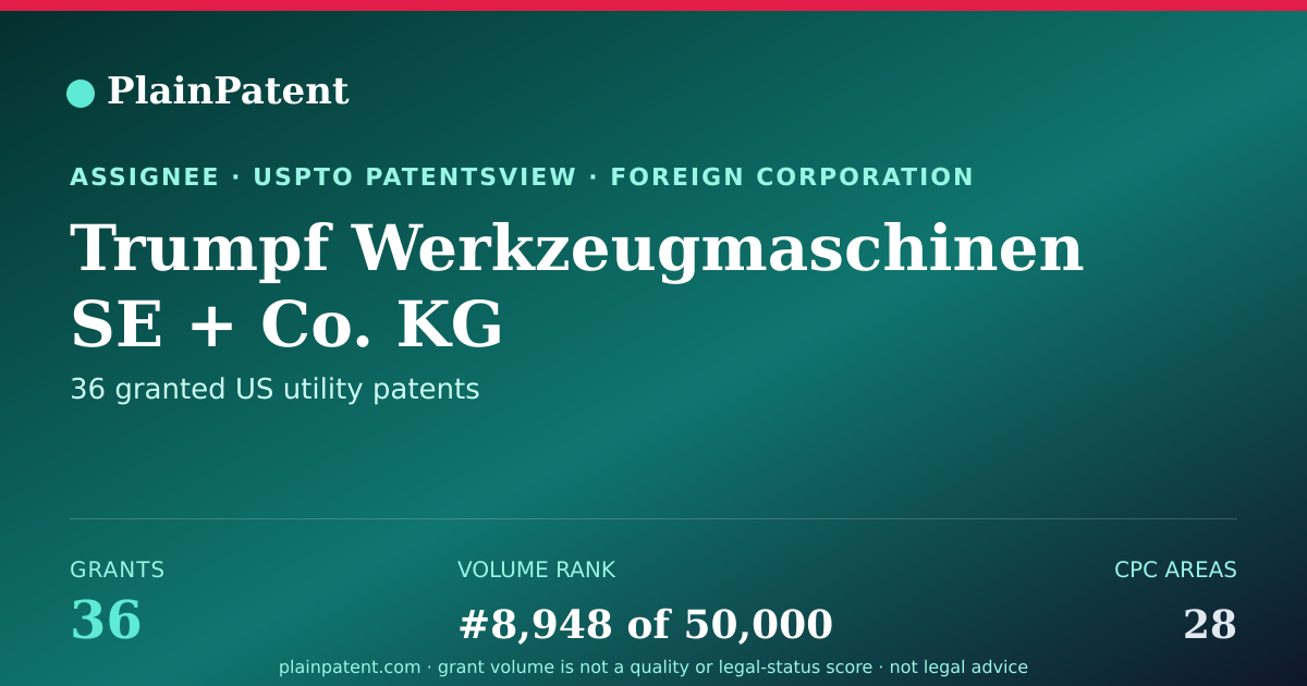 Shareable card for Trumpf Werkzeugmaschinen SE + Co. KG Patent Portfolio
