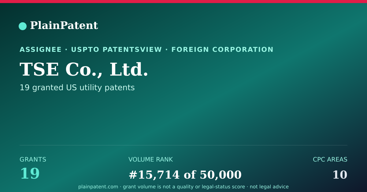 Shareable card for TSE Co., Ltd. Patent Portfolio