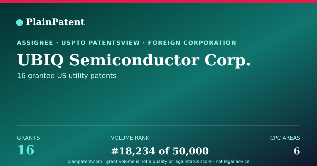 Shareable card for UBIQ Semiconductor Corp. Patent Portfolio